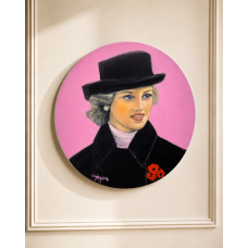 “Princess Diana” – Original Round Portrait Painting, Oil on Canvas | Marina Stognieva